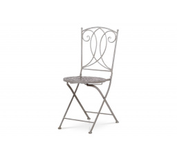 Zahradní židle, keramická mozaika, kovová konstrukce, šedý lak Antik (typově ke