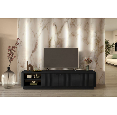 VESPER RTV 187 3D - černý MDF / černý MDF / černé úchyty / sokl