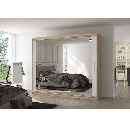 Posuvná skříň se zrcadlem CHESTER 250 Sonoma+White Posuvná skříň se zrcadlem CHESTER 250 Sonoma+White