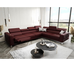Rohová Kožená sedací souprava s funkcí spaní a , relaxU - TOSCANIA MAX 320x250 cm - pravá, přírodní kůže - volitelná barva