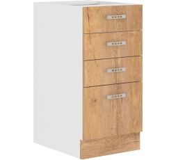 Dolní skřínka SARA - 40 D 4S BB, Bílá / Dub Lefkas