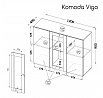 Komoda VIGO, černá / bílý lesk