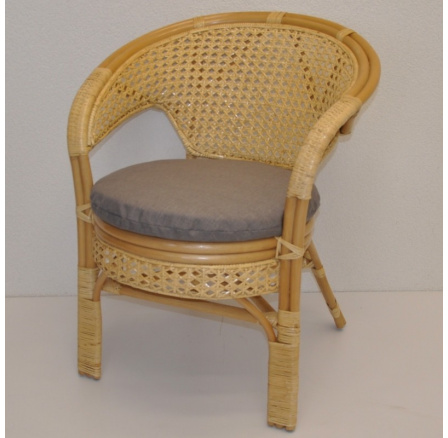 Ratanové křeslo Kina medové polstr šedý melír