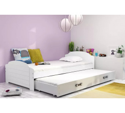 Dětská postel LILI s přistýlkou 90x200 cm, včetně matrací, Bílá/Bílá