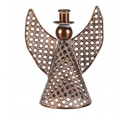 Anděl kovový - 22 cm, na kónickou svíčku, měděný