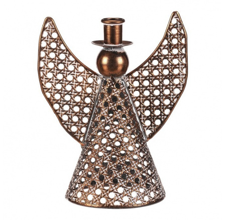 Anděl kovový - 22 cm, na kónickou svíčku, měděný Anděl kovový - 22 cm, na kónickou svíčku, měděný