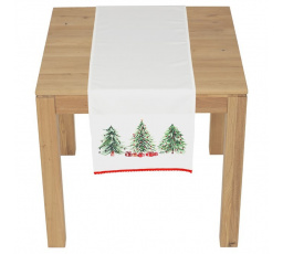 Běhoun - vánoční stromky, 100% polyester, 40 x 150 cm