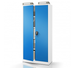 Kancelářská kovová skříň na dokumenty šedo-modrá: JAN H, 900 x 1950 x 400 mm