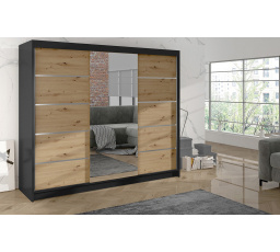 Skříň Debora VI 200 - černá/dub artisan