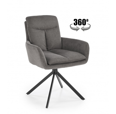 Jídelní otočná židle K536, Šedá/Černá
