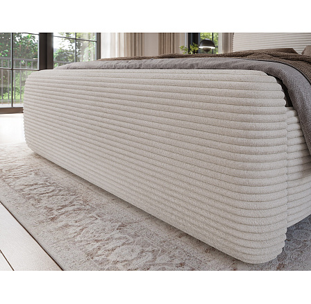 Bed Ollival 140x200 with metal frame and storage box, white velvet Modullo 01 1