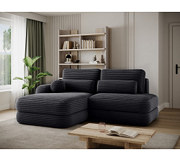 Ripeli Corner Sofa Bed with Storage, Black Velvet, Left-Hand Facing Modullo 10 180x128 Left 1