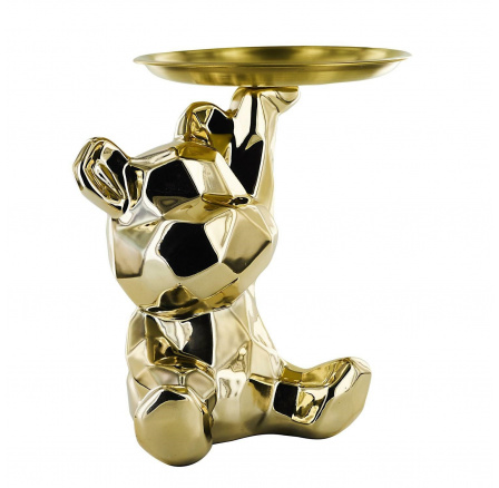 Figurka Medvídek origami se zlatým podnosem zlata Figurka Medvídek origami se zlatým podnosem zlata