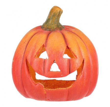 Dýně z terakoty - svícen, barva oranžovo-červená