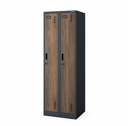 Dvoukřídlá pracovní skříňka antracitová / ořech: Eco Design KACPERT II, 600 x 1800 x 500 mm Dvoukřídlá pracovní skříňka antracitová / ořech: Eco Design KACPERT II, 600 x 1800 x 500 mm