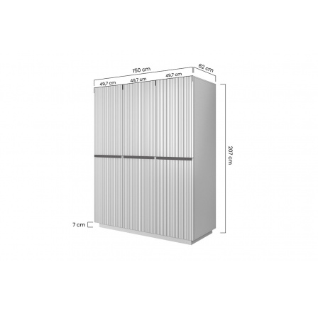 Skříň Nicole 150 cm se 2 skrytými zásuvkami - šalvěj MDF / černé úchyty