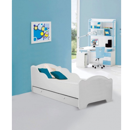 Dětská postel AMADIS se šuplíkem a matrací 140x70 cm, Bílá