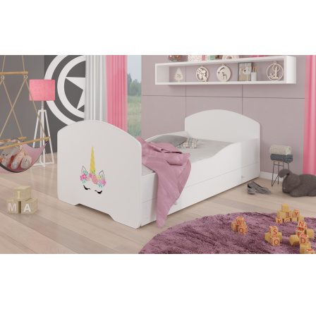 Postel s matrací a šuplíkem PEPE UNICORN 160x80 Bílá