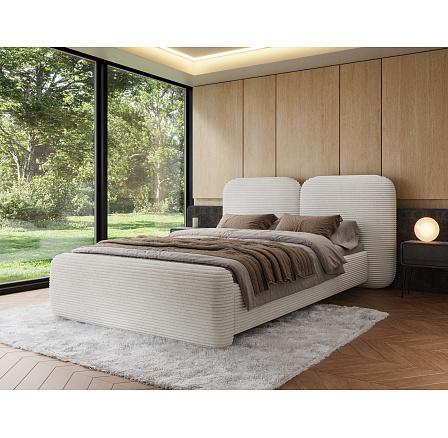 Bed Ollival 180x200 with metal frame and storage box, white velvet Modullo 01 1