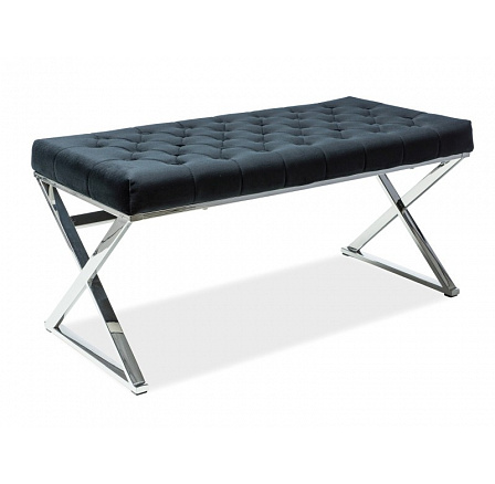 Taburet ONYX, černý sametový Aksamit 105/stříbrná Taburet ONYX, černý sametový Aksamit 105/stříbrná