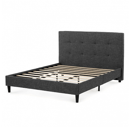 Dvoulůžková postel, látka, šedá, BED-M160 GREY2 Dvoulůžková postel, látka, šedá, BED-M160 GREY2