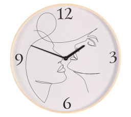 Hodiny nástěnné - obličeje, MDF s dřevěným rámem, 40 cm