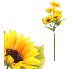 Slunečnice - umělá řezaná, 5 květů, přírodní barva