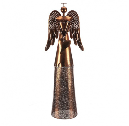 Anděl kovový - 105 cm, se srdcem v rukou, měděný Anděl kovový - 105 cm, se srdcem v rukou, měděný