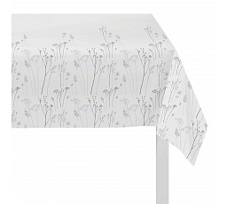 Ubrus - motiv lučních květů, 100% polyester, 130 x 160 cm, bílý