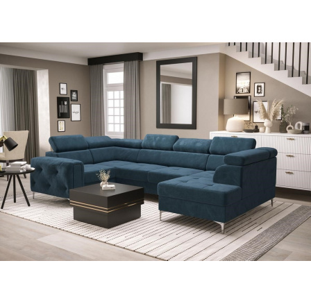 Rohová sedací souprava ORION MAX II s funkcí spaní 165x350x185 cm - modrá, levá