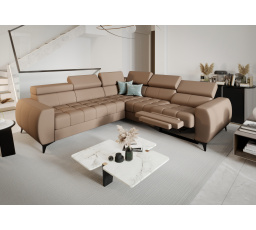 Rohová sedací souprava PORTO II , relax přírodní kůže 255x258 cm - pravá, Matná kůže toffee