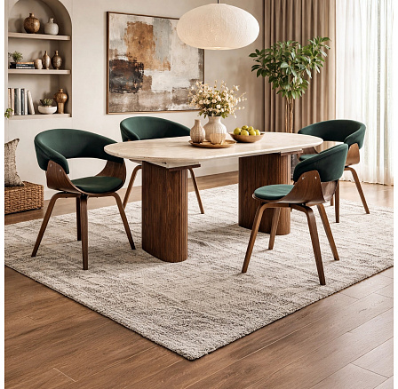 Stůl OVAL Rozkládací 180-220 cm Travertin/Ořech