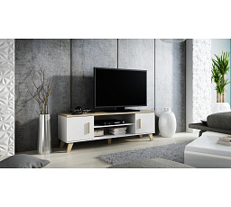 TV komoda LOTTA 160 (2D2K), bílá / dub sonoma 