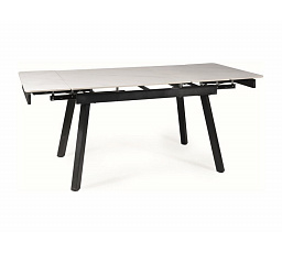 Jídelní stůl JOHN 120(180) cm, Efekt bílého mramoru/Černý mat