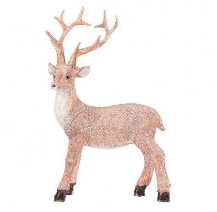Jelen - polyresinová figurka, stojící, vel. M, béžovo-hnědý Jelen - polyresinová figurka, stojící, vel. M, béžovo-hnědý