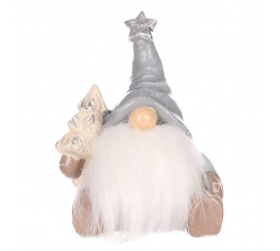 Skřítek sedící - figurka z polyresinu, šedá čepice