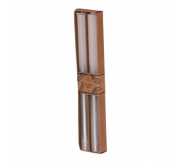 Svíčka kónická - parafín, bílá/stříbrná, cena za krabičku (2 ks)