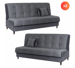 Sada 2x Rozkládací Pohovka LIMA Šedá