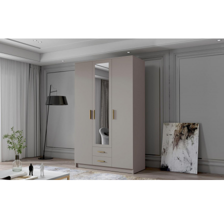 Skříň Arya II 120 - kašmír/zlaté úchytky