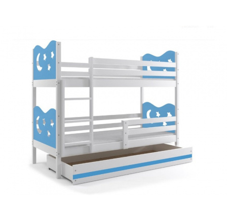 Postel z masivu pro 2 děti MAX 2 - Bílá/Modrá Postel z masivu pro 2 děti MAX 2 - Bílá/Modrá