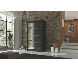 Šatní skříň GILTON 120, Černá/Černá