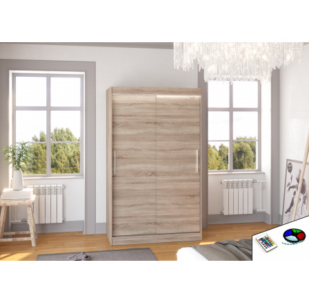 Posuvná skříň s LED osvětlením COLLIN 120 Truffle+Truffle