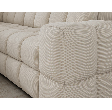 Bronon left-hand corner sofa with sleeping function and storage compartment, beige velvet Calmora 18 123x212 Left 1