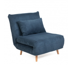 Sofa SOLACE 1místná pohovka s funkcí spaní manšestr námořnická modrá 83x91x84 cm 871615