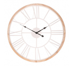 Hodiny nástěnné - velké římské číslice, dřevo a kov, bílé, 50 cm