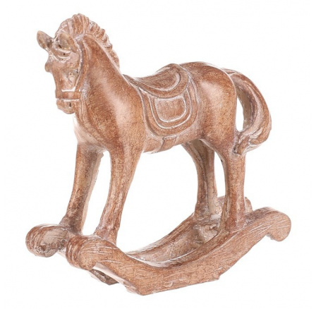 Koník houpací - 10 cm, polyresin, imitace dřeva