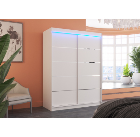 Posuvná skříň s LED osvětlením LUFT 150 Bílá+Bílá