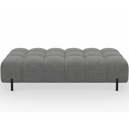 Ferivo quilted pouffe on legs, grey bouclé Royal 03 137x37 Ferivo quilted pouffe on legs, grey bouclé Royal 03 137x37