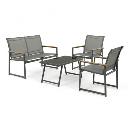 Zahradní sestava, síťovina, šedá, AZS-S1212 GREY