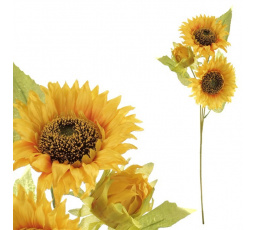 Slunečnice - umělá řezaná, 3 květy, přírodní barva